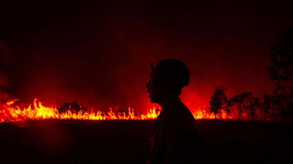 Firefighters battle peatland blazes as haze shrouds Indonesian city